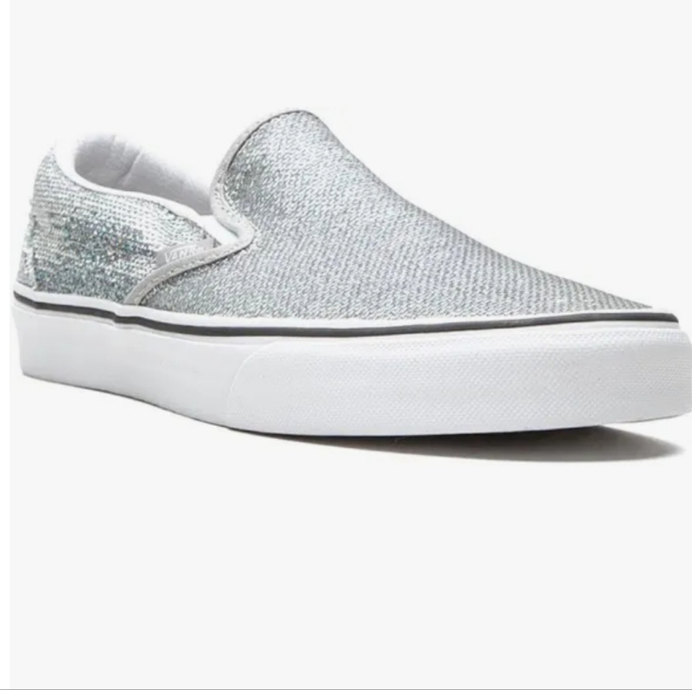 Vans Silver Sequin Slip-On Sneakers